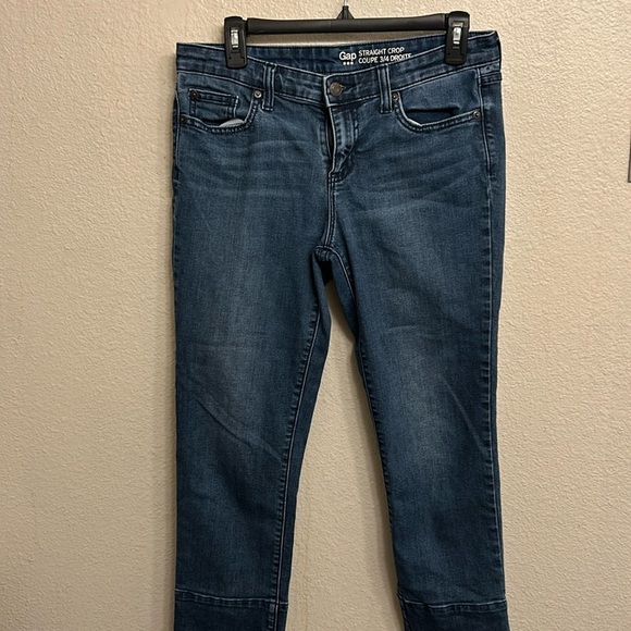 Gap Women Dark Wash Straight Crop Coupe 3/4 Droite Size 4/27 - Picture 1 of 4
